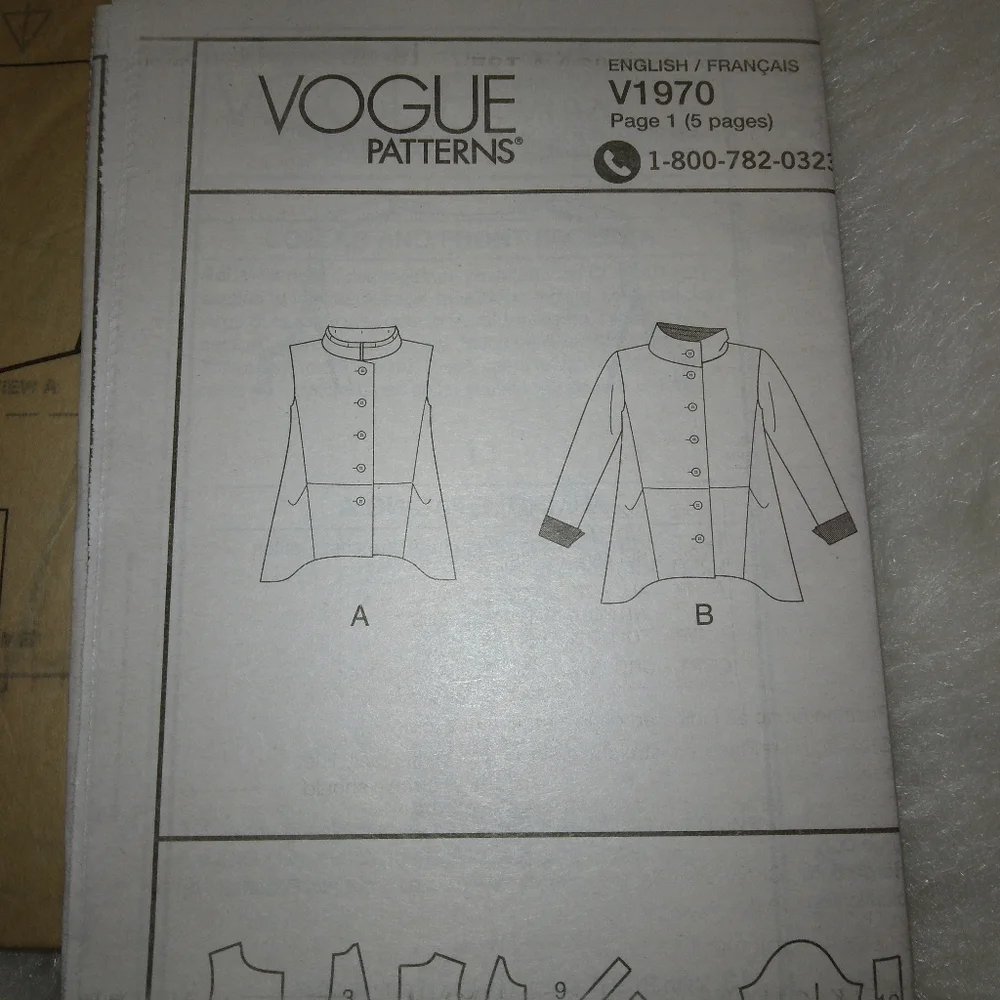 VOGUE V1970 Sz 8-16 Semi-fitted Vest And Jacket By Marcy Tilton